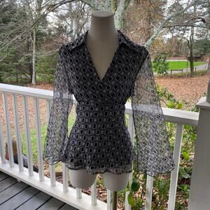 Vintage y2k black silk top